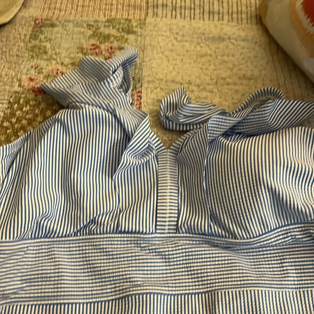 Blue and white striped bathing suit plus size 26
